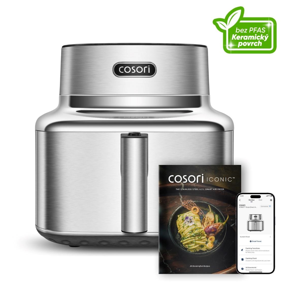 Cosori Iconic Single chytrá horkovzdušná fritéza 6, 2 L nerez CAF-SE601S…