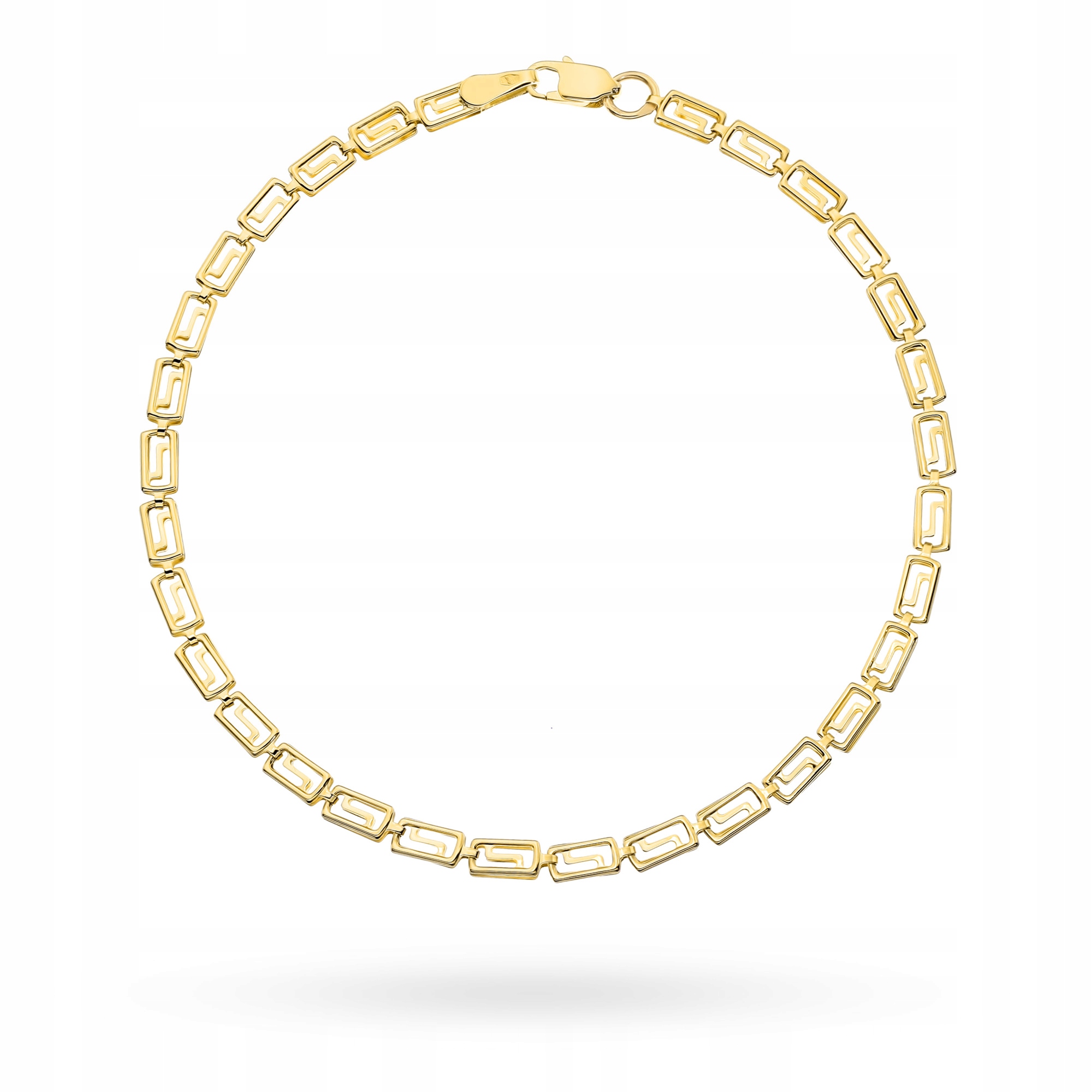 Zlatý Náramek Dámský pr. 585 Řecký motiv Obdélníky 19 Cm 14k