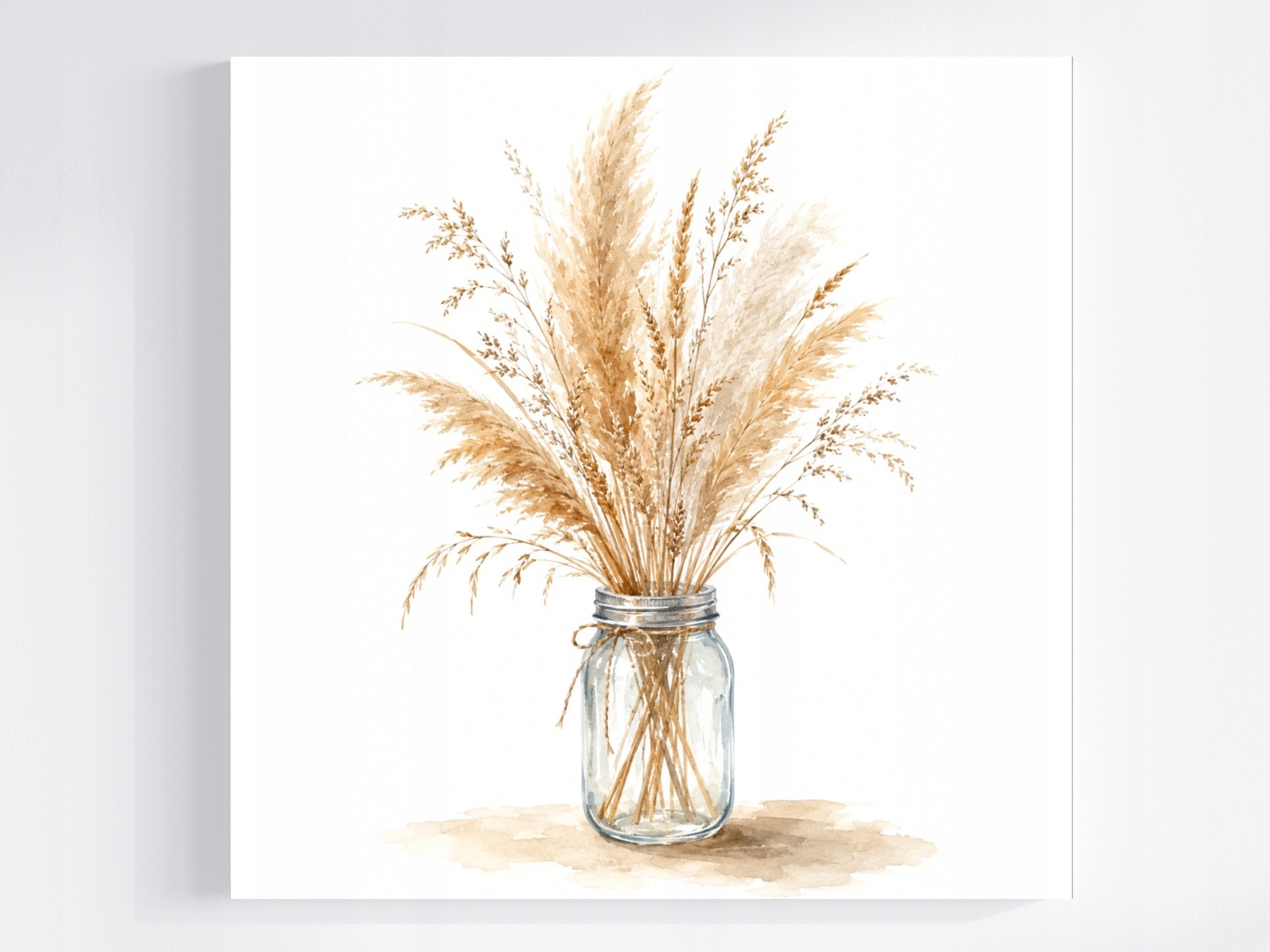 Obraz Na Plátně Akvarel Tráva Pampasová Kytice Scandi Boho 80x80