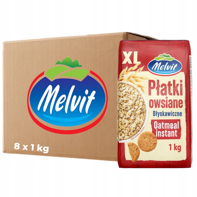 Levně Melvit Ovesné vločky instantní XL 1 kg x 8 kusů