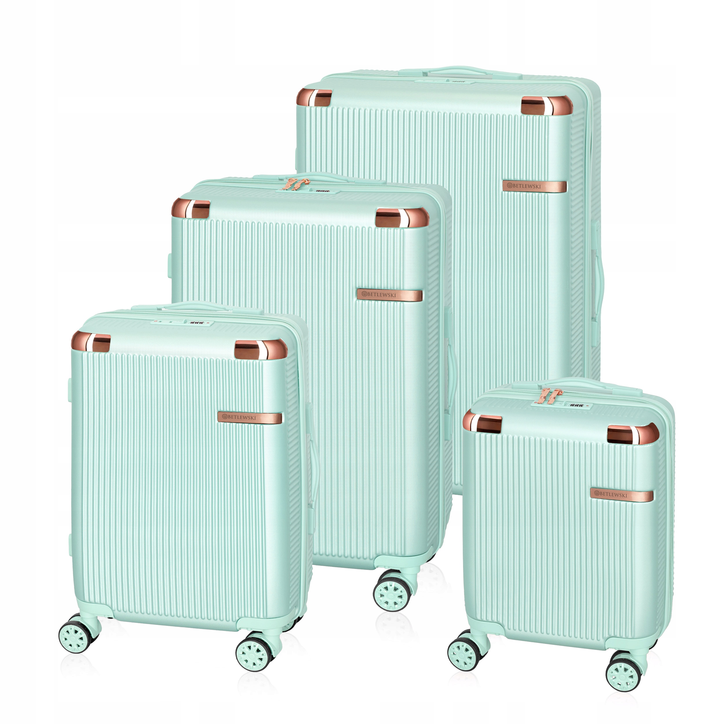 Betlewski Sada 4 cestovních kufrů na dovolenou pro celou rodinu, kolečka, rukojeť