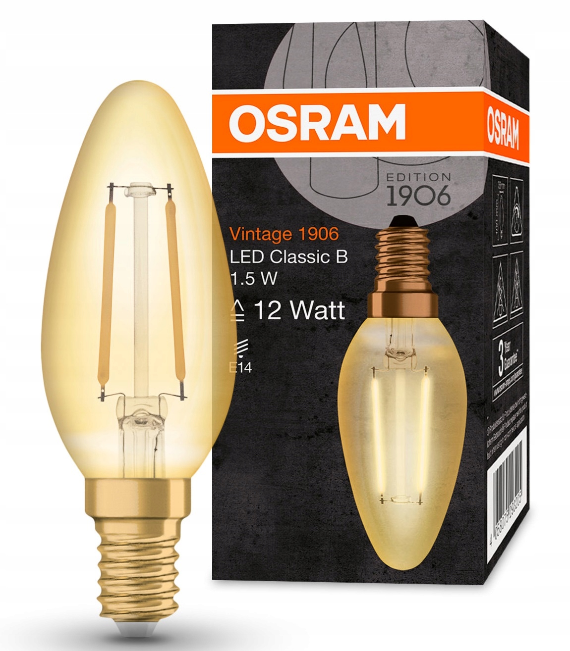 

Osram 1906 Vintage świeczka Clb 2W 12W E14