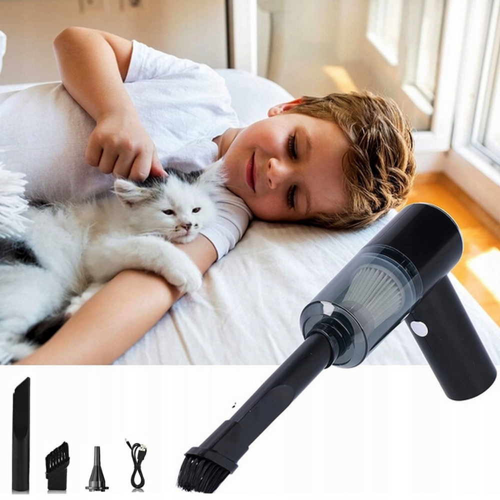 ODKURZACZ SAMOCHODOWY BEZPRZEWODOWY DO AUTA KLAWIATURY DOMU 2w1 + DMUCHAWA Kolor dominujący czarny