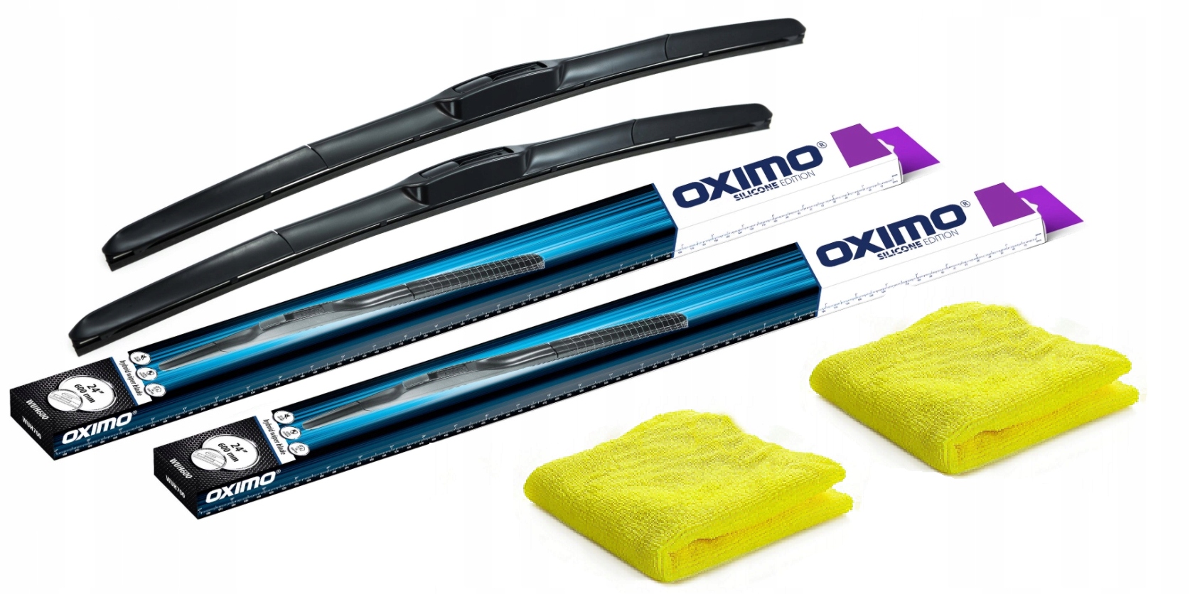 KOMPLET 2X WYCIERACZKI HYBRYDOWE OXIMO FORD FIESTA MK6 + 2X MIKROFIBRA