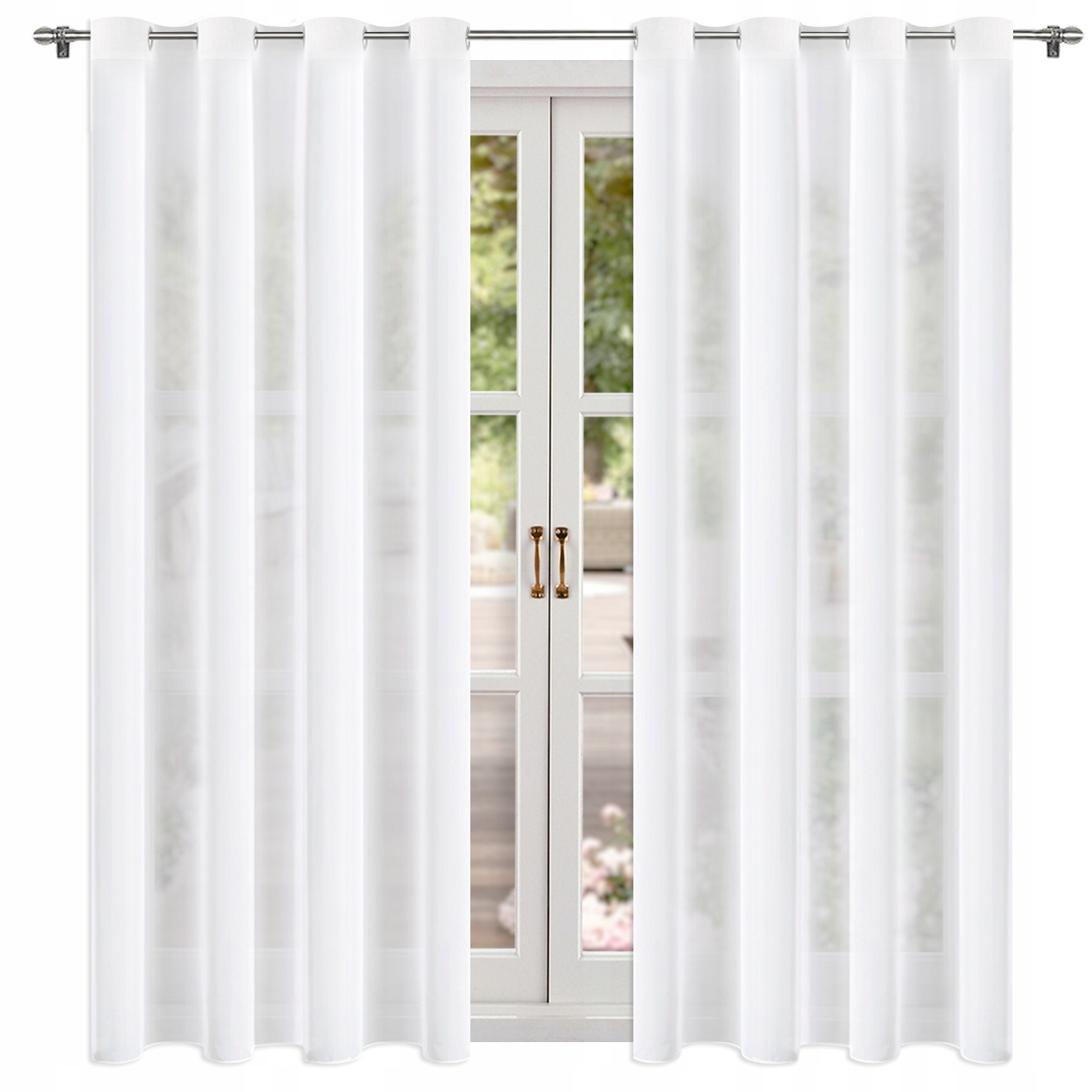 FIRANA WOALOWA GŁADKA KLASYCZNA BIAŁA NA PRZELOTKACH 150x250cm