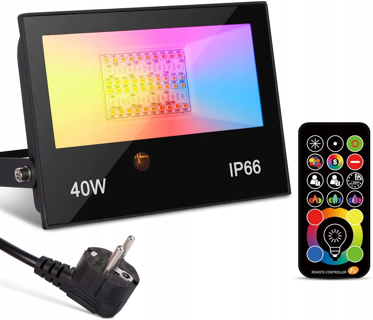 Reflektor Halogen Led Rgb 40W IP66 4 Režimy Diaľkový Ovládač