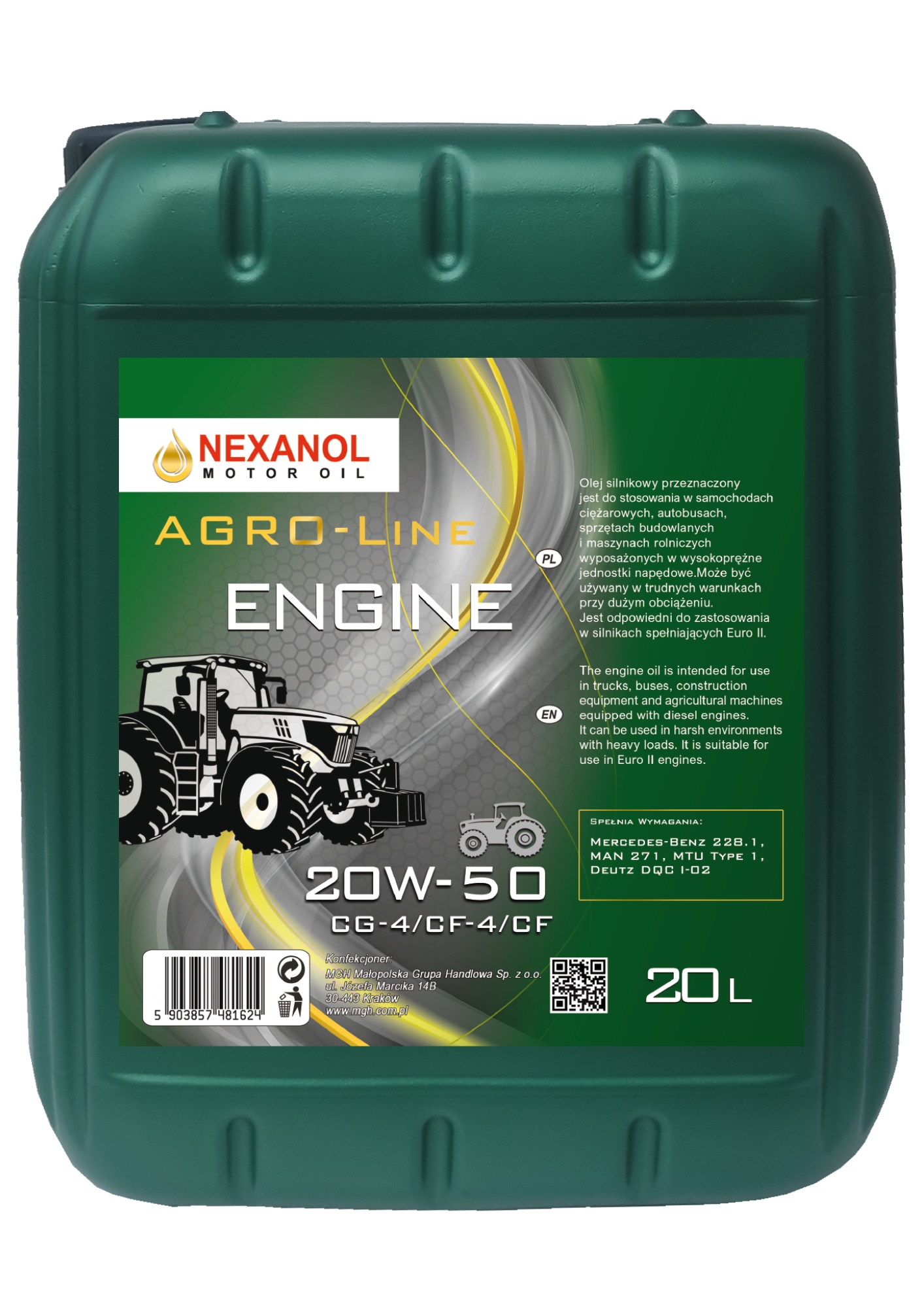 Olej silnikowy Nexanol Agro-Line 20W50 20L