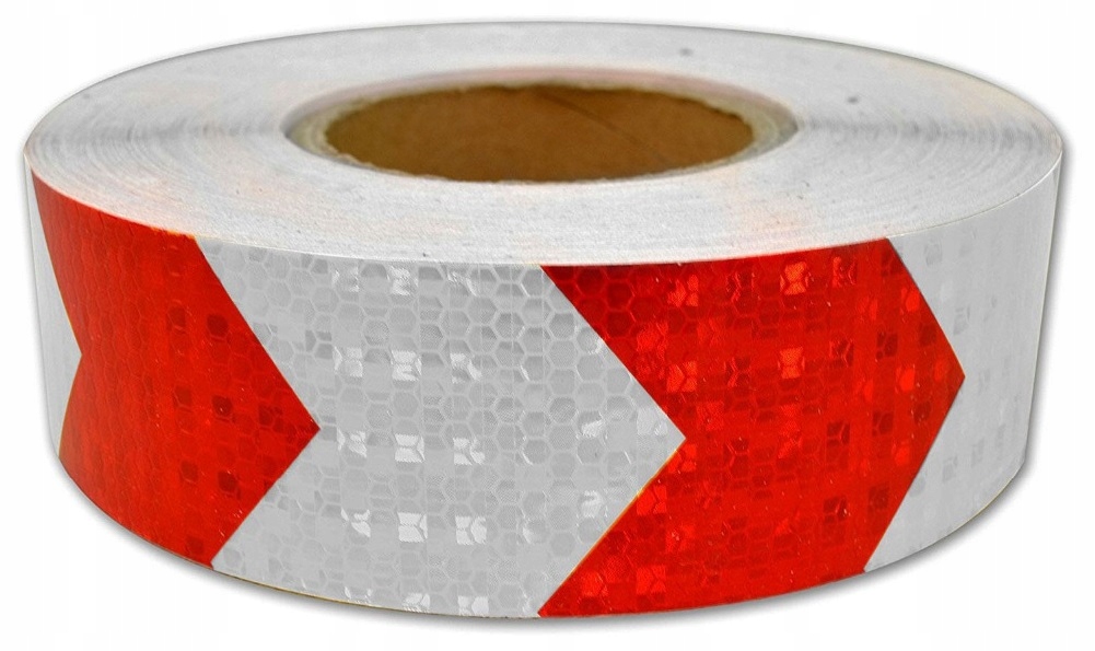 TAŚMA OSTRZEGAWCZA ODBLASKOWA CZERWONO BIAŁA 25m 5 EAN (GTIN) 4027078081256