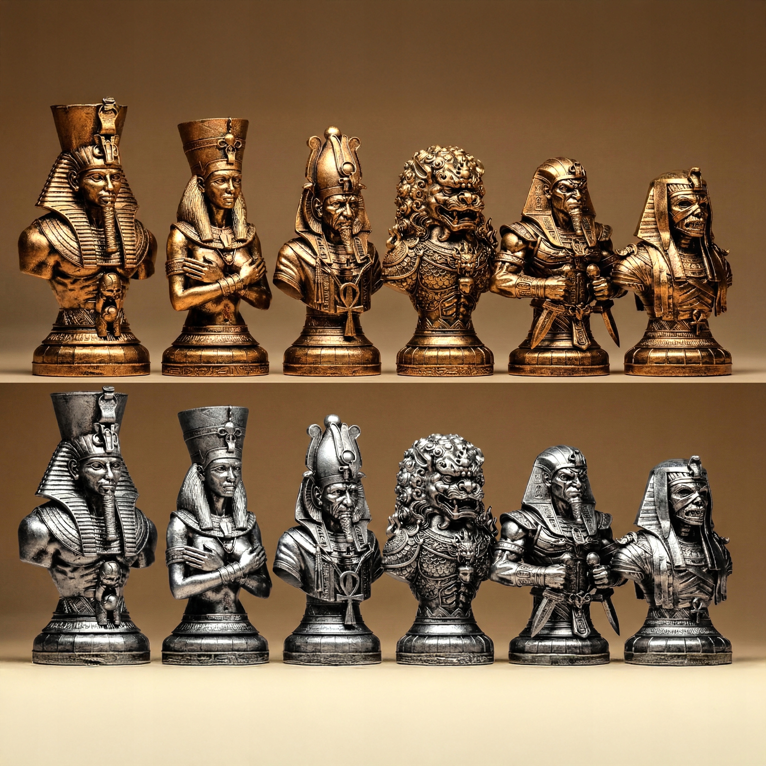 Šachové figurky Starověký Egypt Sada 32 ks 3D tisk