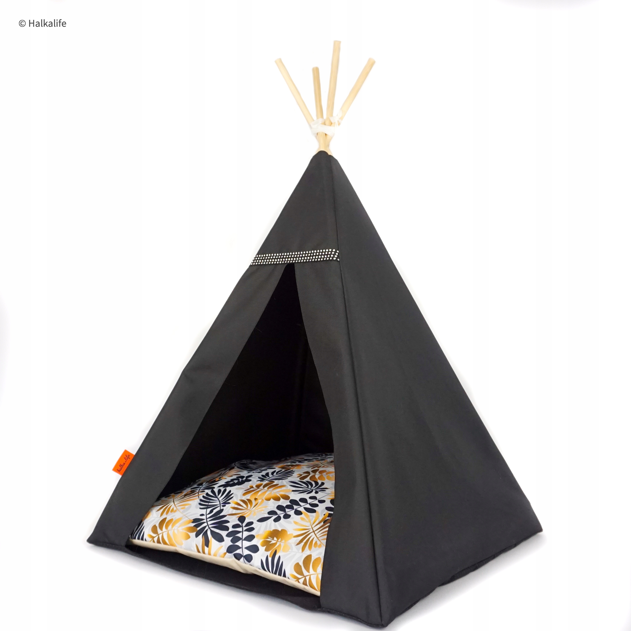 Levně pelíšek Tipi pro psa s dekou a stabilizátorem Listy, M, Glamour