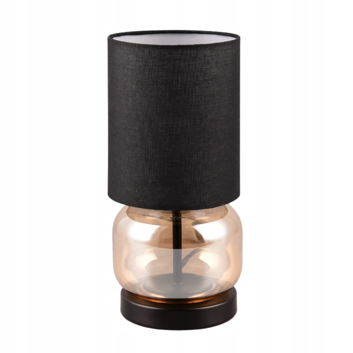 Stolní lampa noční černá skleněná jantarová s stínítkem do ložnice Trio