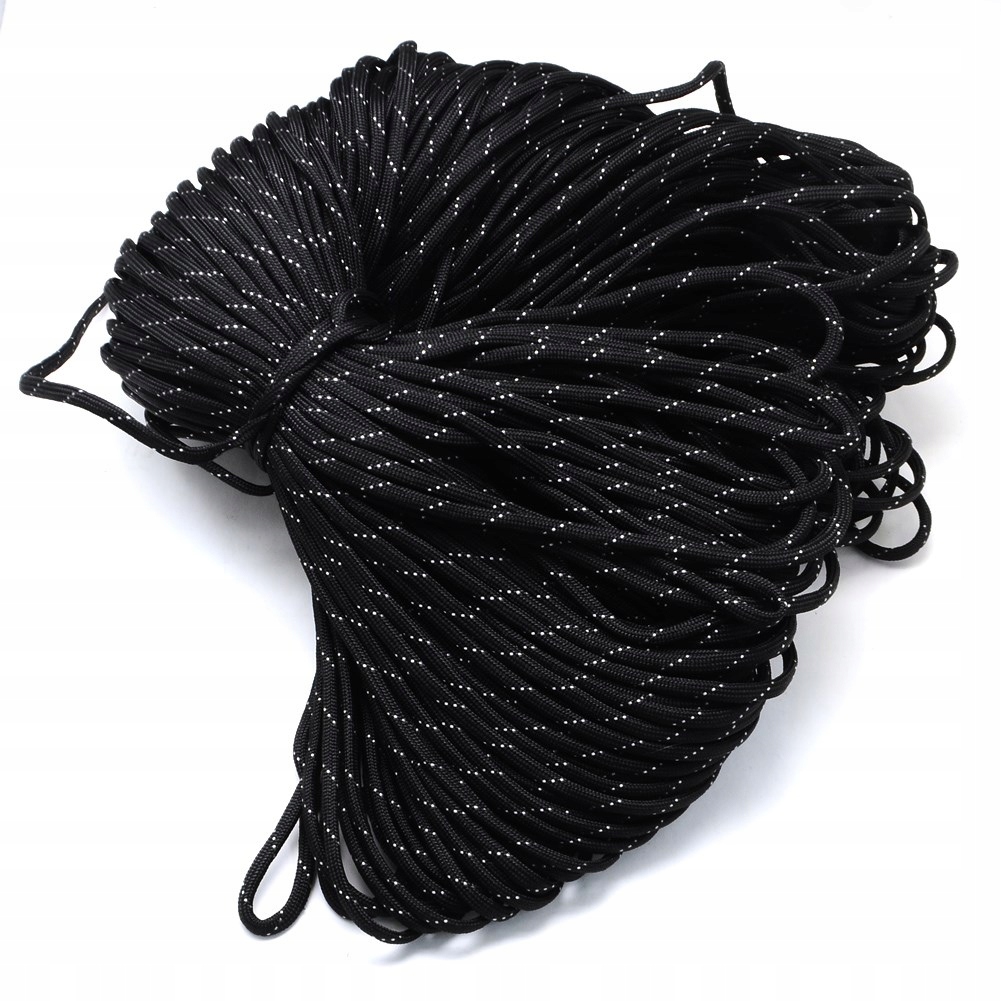 Šňůra Paracord Polyester & Spandex, 7 Jádro, Černá, 4mm, 100m/svazek