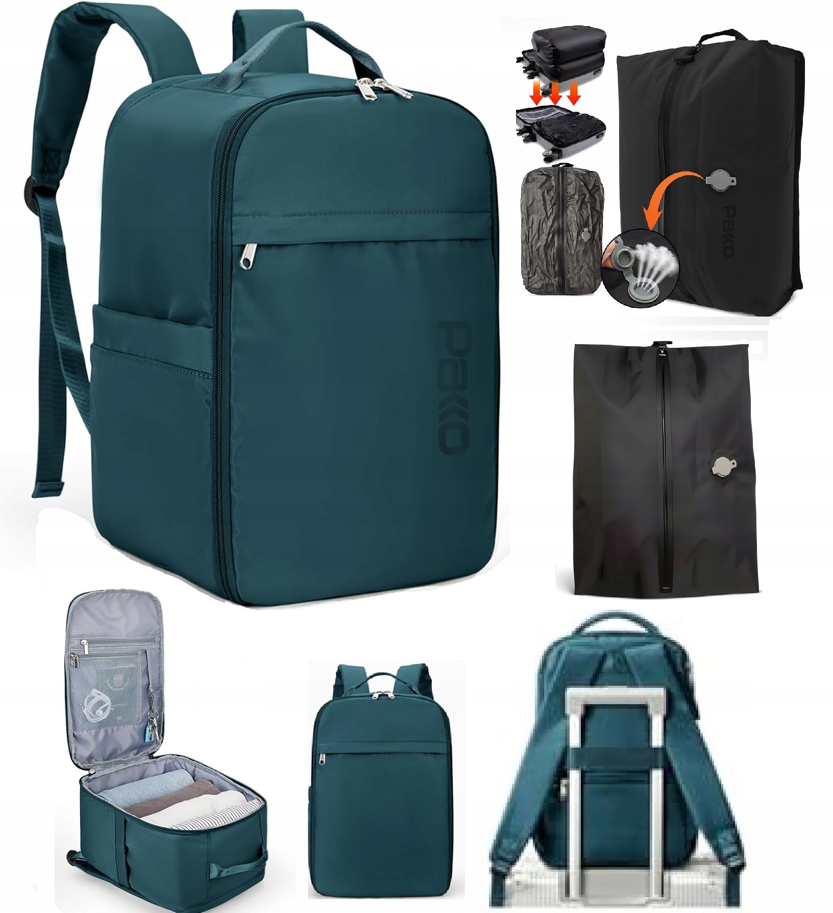 Batoh Příruční zavazadlo Usb Vakuový vak Kompresní vak Pakko 40x20x25 T707