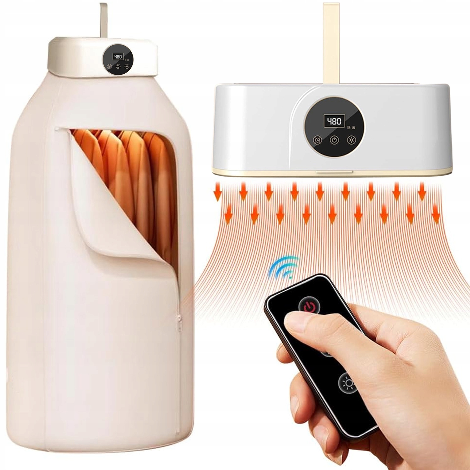 Levně Přenosný Elektrický Sušák Na Oblečení 600W Cestovní Se 2 Rychlostmi A Časovačem