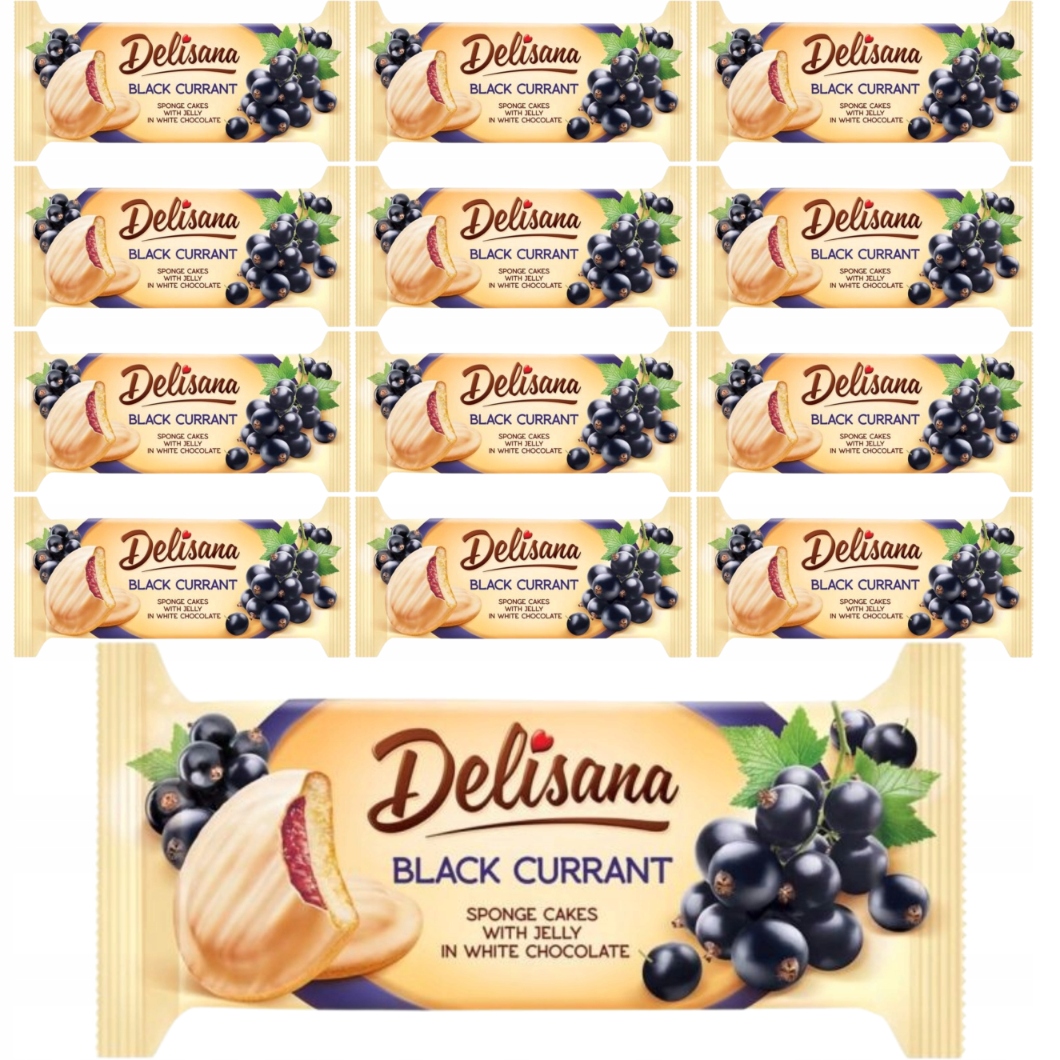 Levně Delisana Sušenky s želé s příchutí rybízu a bílou čokoládou x 14 ks