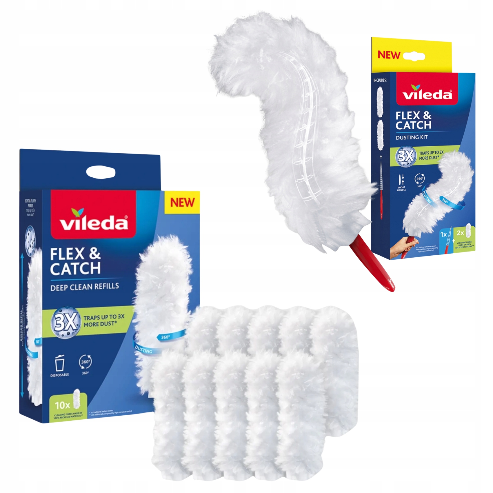 Vileda Flex & Catch sada na odstraňování prachu, krátká rukojeť 12 náplní