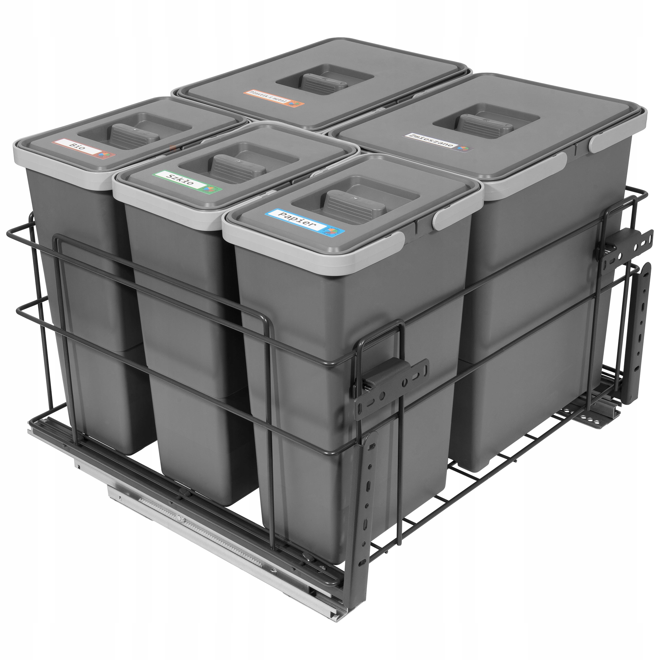 

Sortownik na śmieci Square 2x18L+3x8L do szafki 60