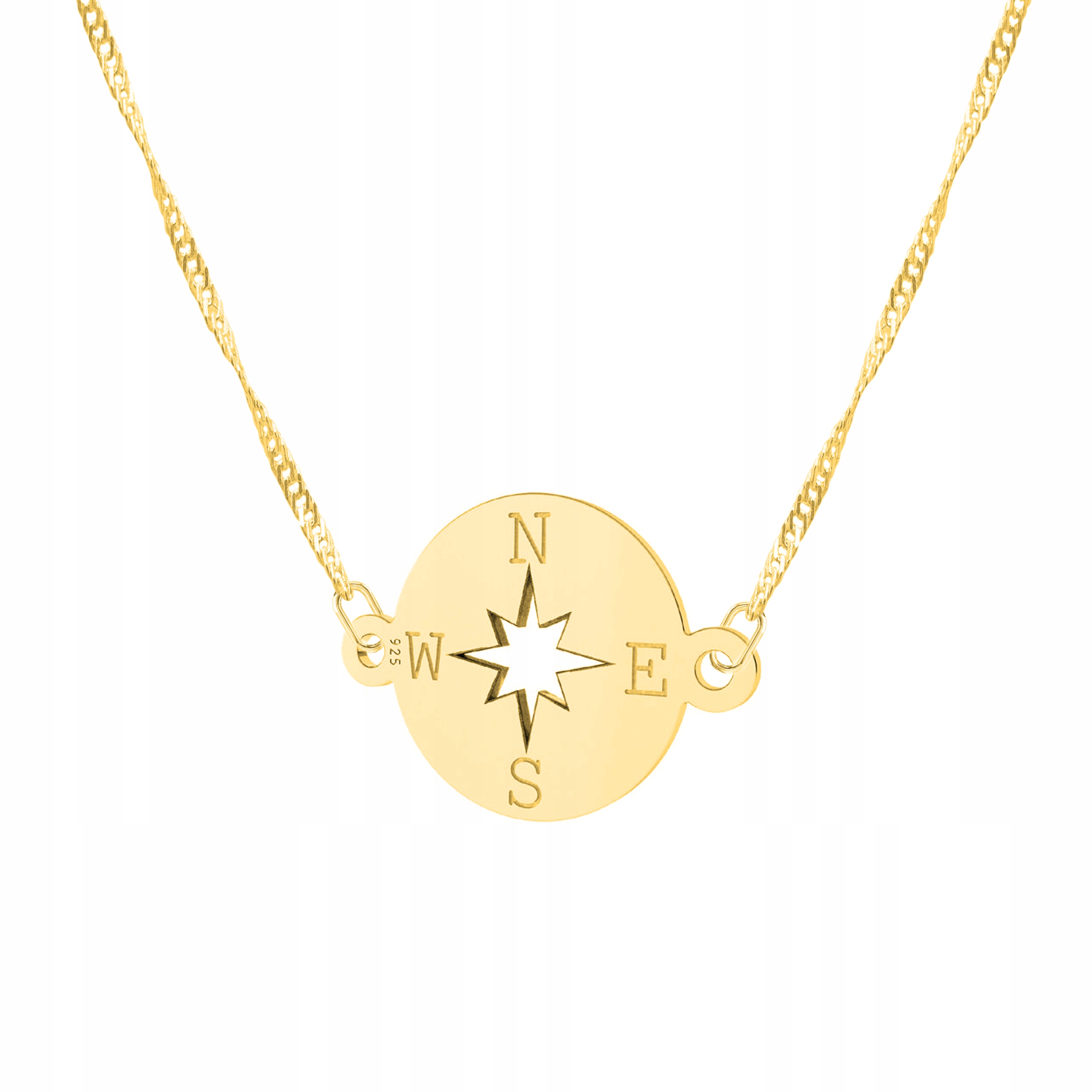 Řetízek zlatý náhrdelník 925 Kompas