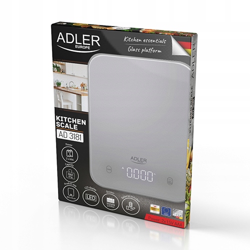 Waga Kuchenna AD 3181 Grey LED 10kg 1g Funkcja Tarowania
