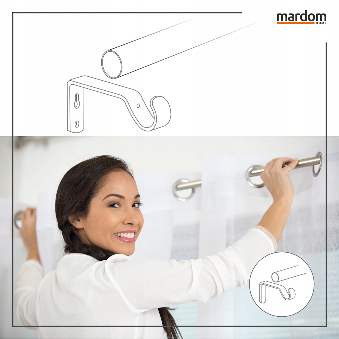 KARNISZ TELESKOPOWY REGULOWANY ADAPTE 120-210CM EF. STALI Kolor srebrny