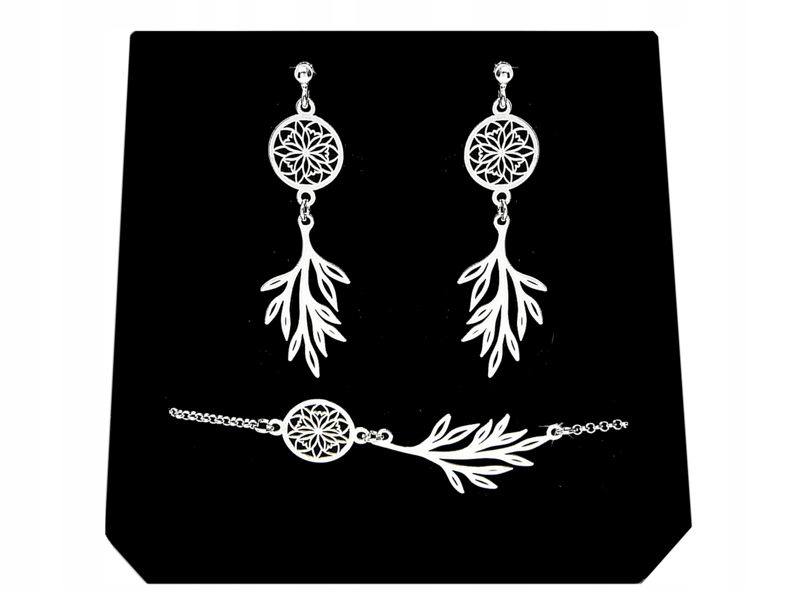 

Srebrny Komplet Biżuterii Listek Listki srebro 925