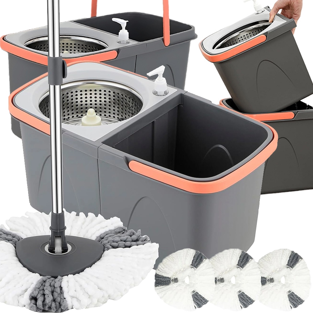 Levně Turbo Rotační Mop 2V1 Sada Kbelík S Mopem A Ždímačem Otočná O 360°