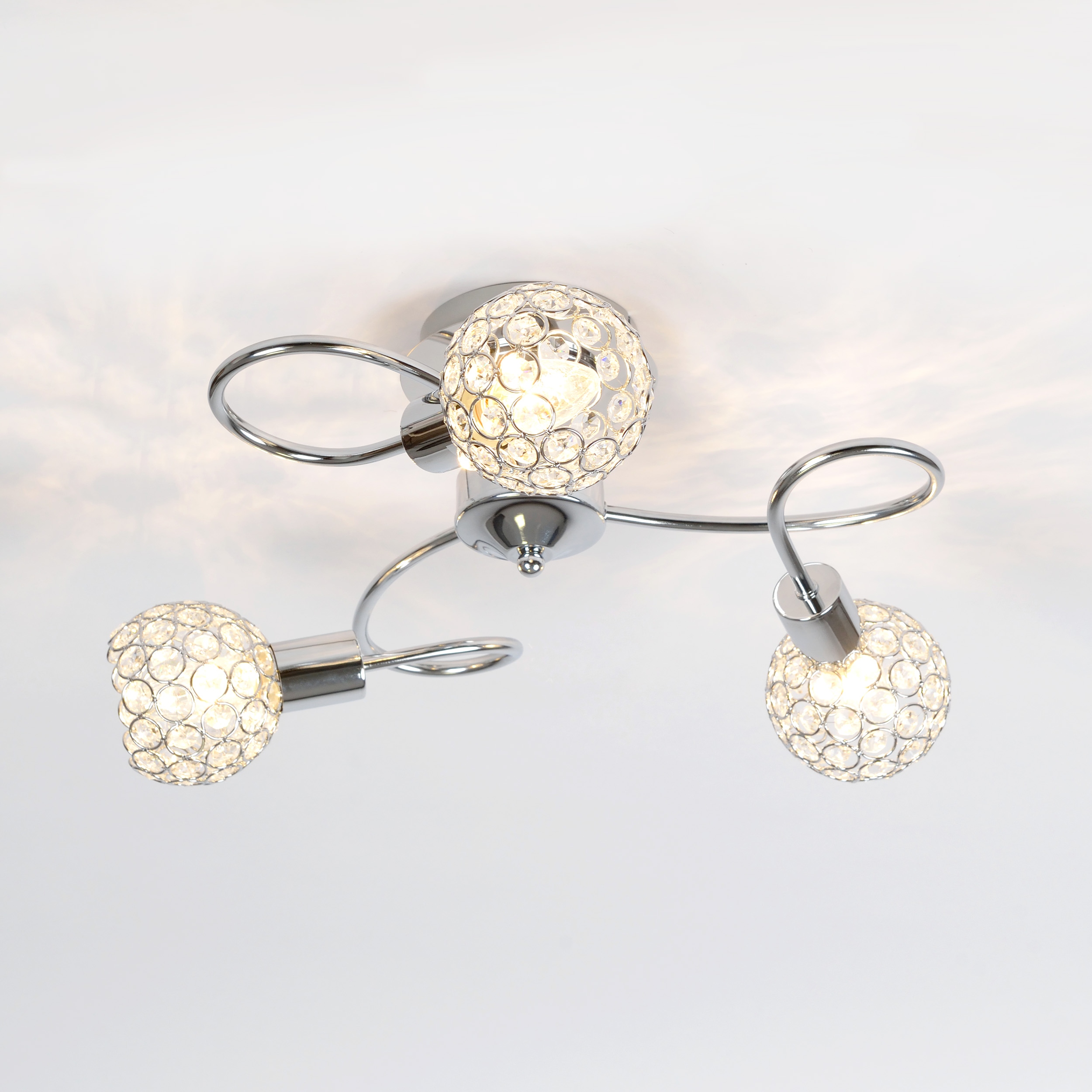Kryształowy Żyrandol chrom Klara 3 lampa sufitowa