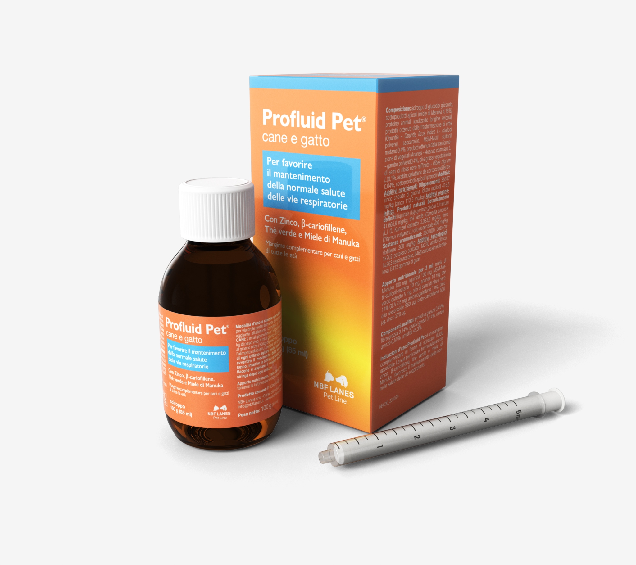 Profluid Pet cane e gatto 85ml Nbf Lanes na drogi oddechowe.