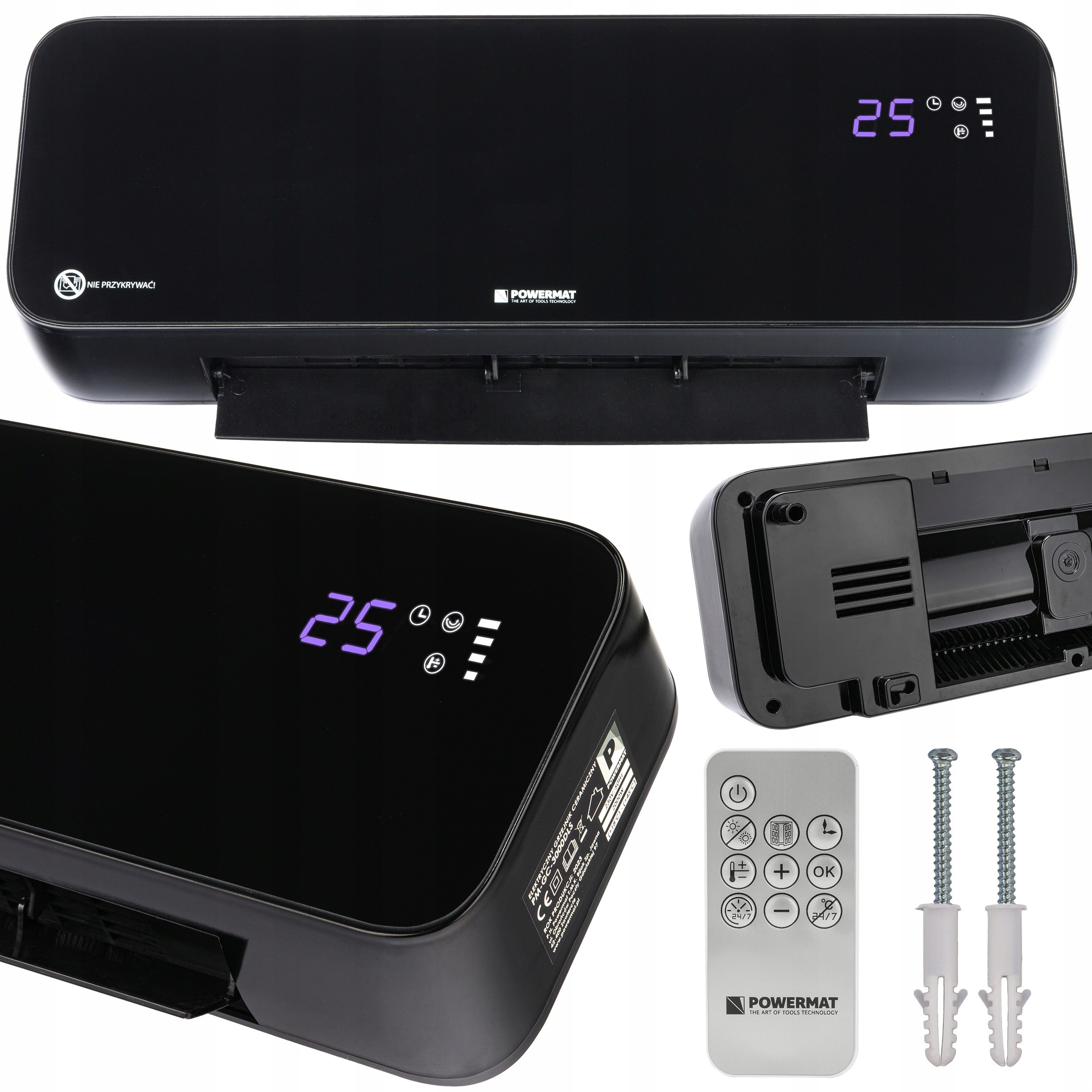 Vzduchová clona s keramickým topením 2000W, dálkové ovládání, termoventilátor, LCD