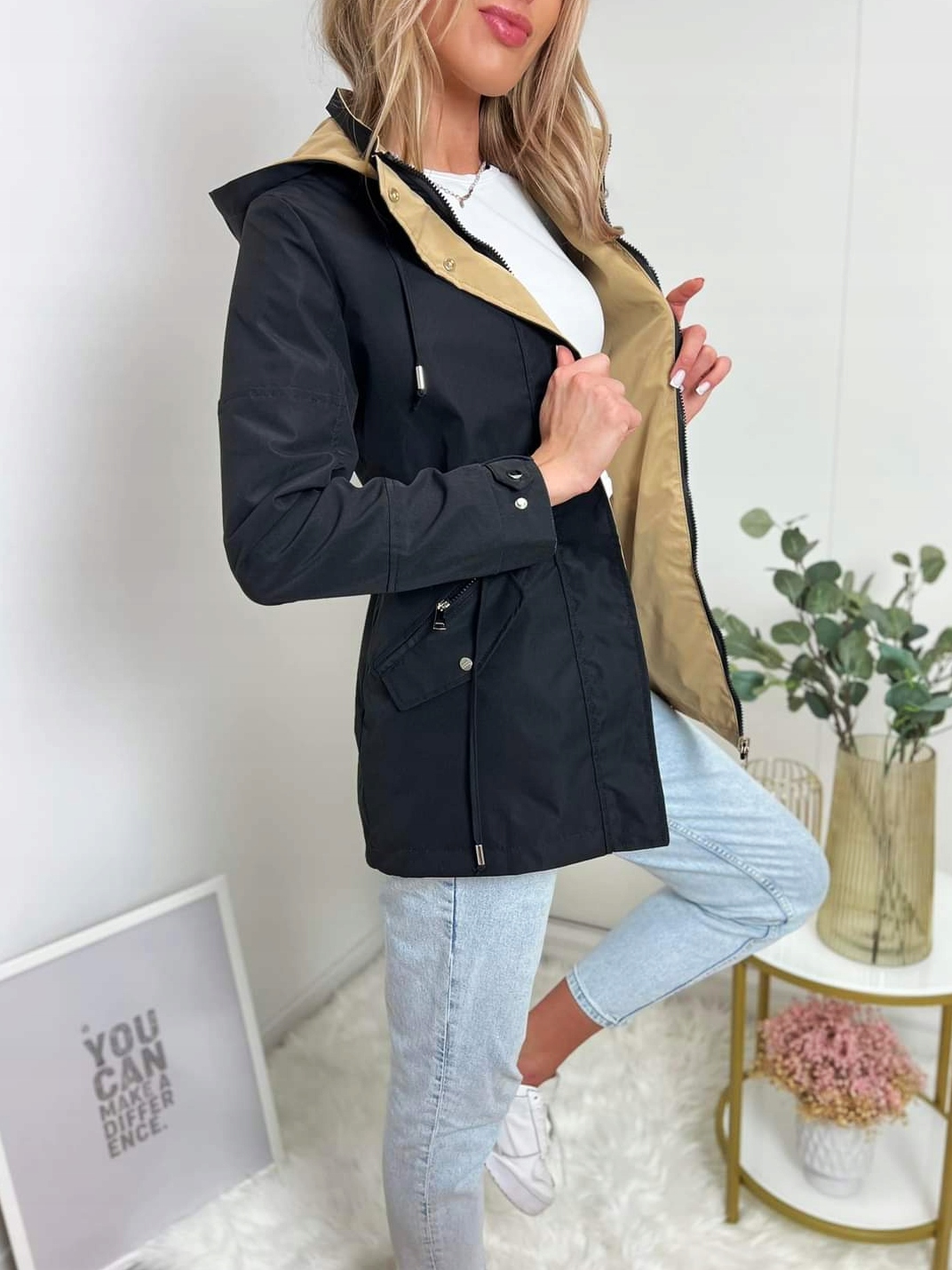 Kurtka PARKA wiosenna DWUSTRONNA odpinany kaptur KOLORY L/40 Kolor wielokolorowy