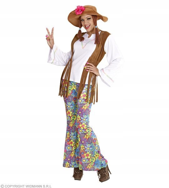 Kostým Hippis Hipiski Woodstock Květiny Modrý M