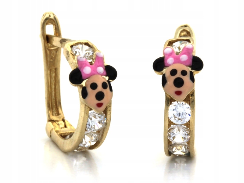 Dětské Náušnice s lesklým zirkon 585 na křtiny ideální jako dárek