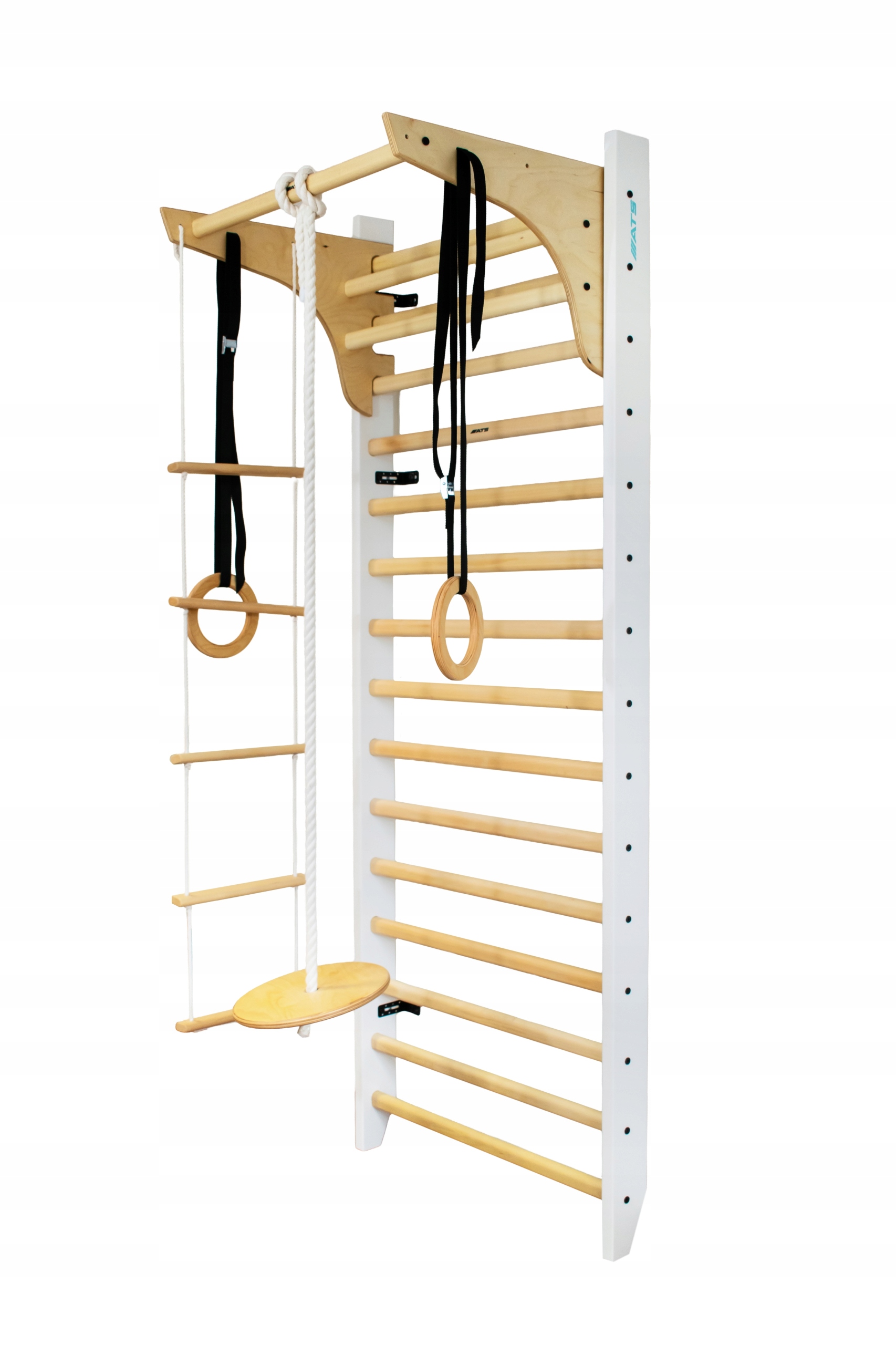 Drabinka gimnastyczna do domu dla dzieci i doroslych biała zestaw buk 200cm