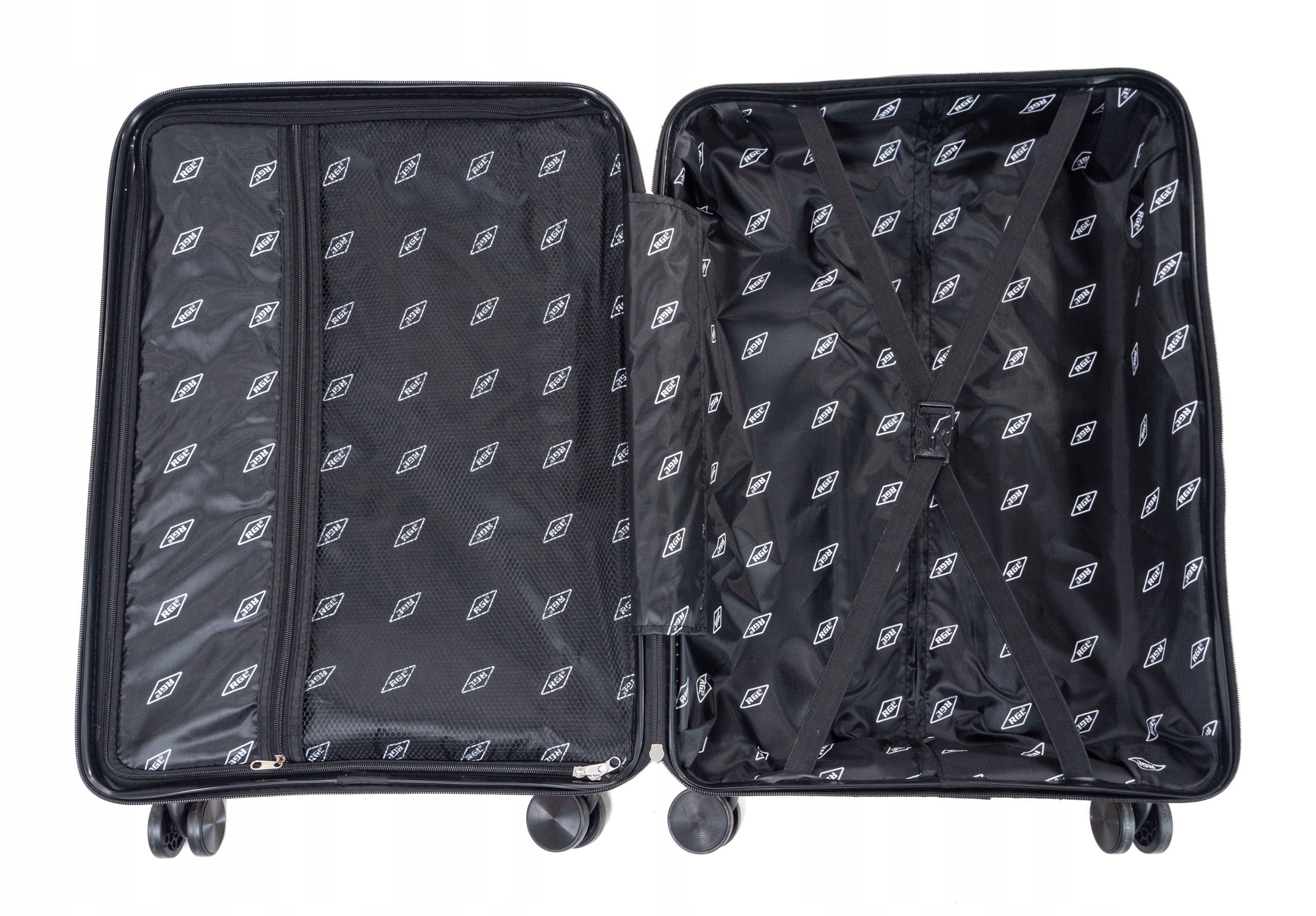 ŚREDNIA WALIZKA PODRÓŻNA XL POLIPROPYLEN RGL BAGAŻ PODWÓJNE KÓŁKA OBROTOWE Wysokość 66 cm