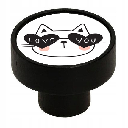 

Gałka Meblowa GD08 Drewniana Czarna Kot Love V99