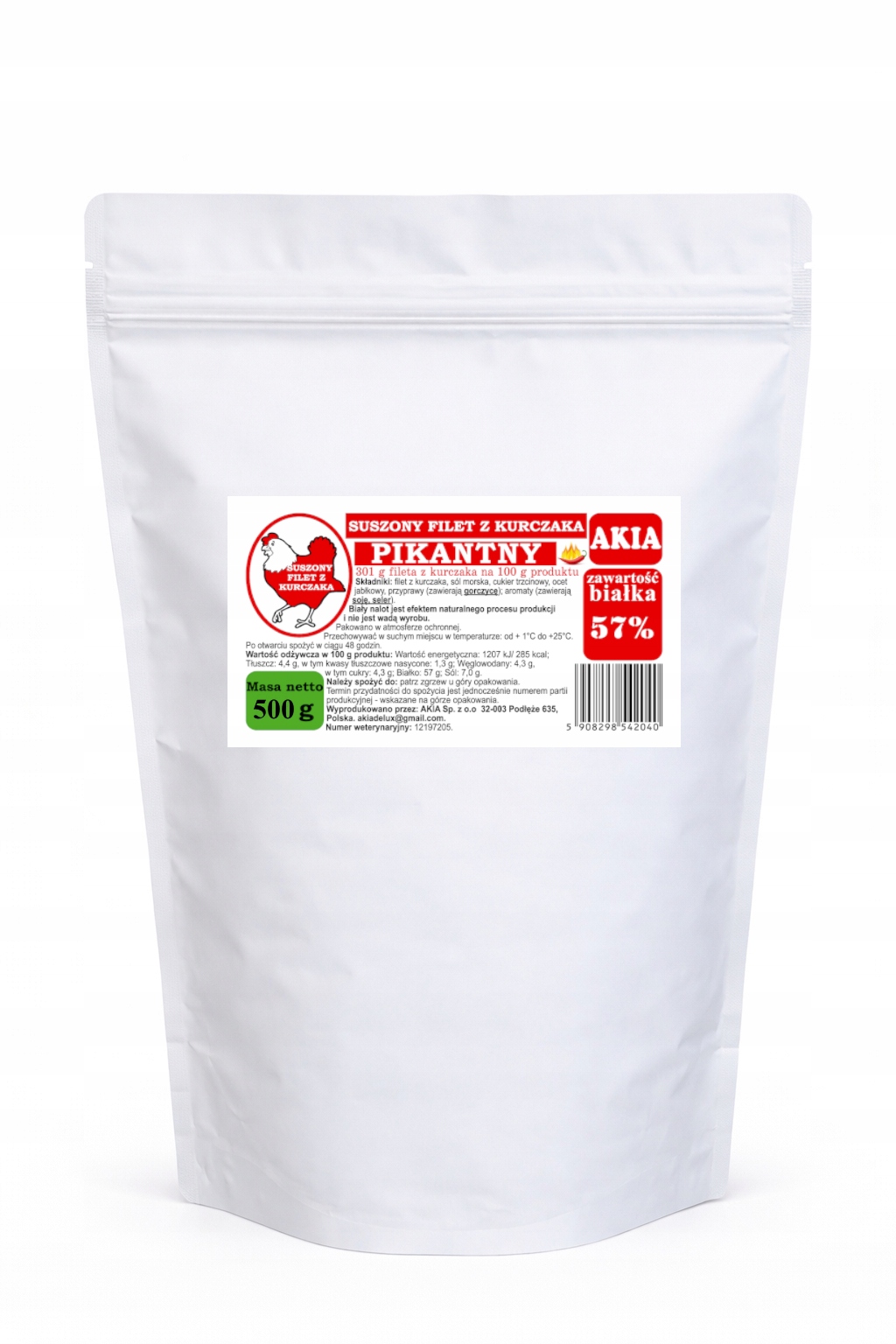 Levně Sušené kuřecí maso Pikantní, kuřecí jerky 500 g