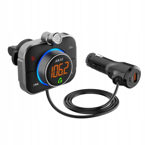Transmiter Samochodowy Bluetooth Ładowarka Qc 3.0 Pd 24W Akai FMT-95BT