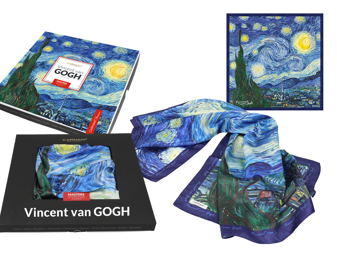 

Chusta jedwabista elegancka Gogh Gwiaździsta Noc