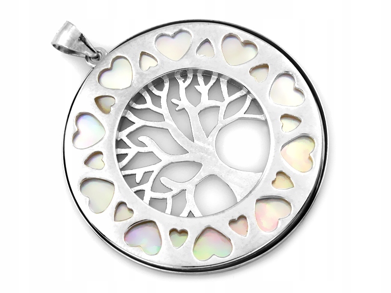 Stříbrný přívěsek 925 kulatý s Stromkem a perleťovou hmotou jako dárek