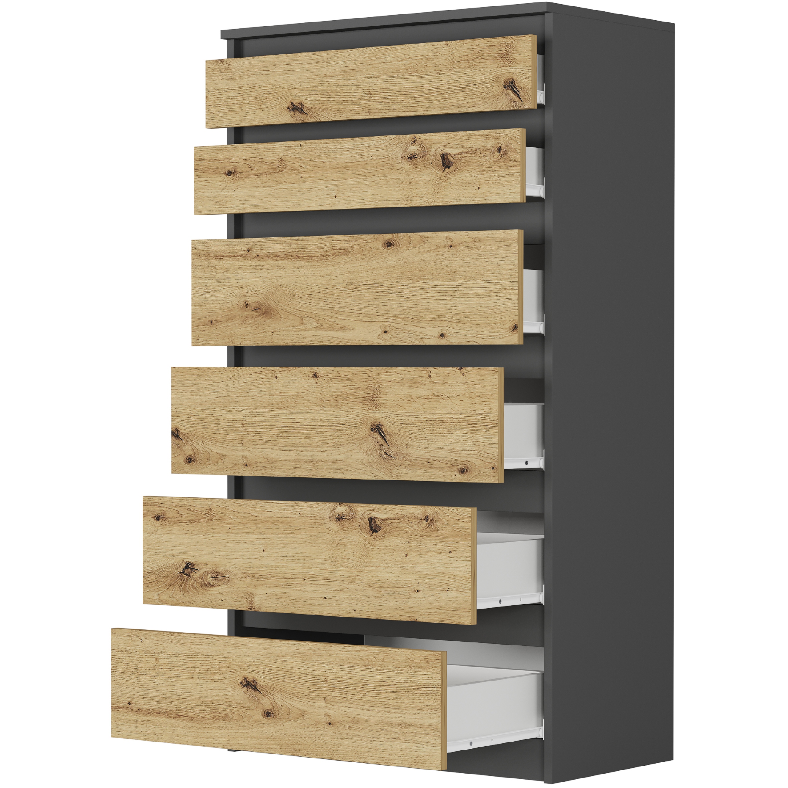 NOWOCZESNA KOMODA SZAFKA 6 SZUFLAD PL R-6 ANTRACYT MIX ARTISAN