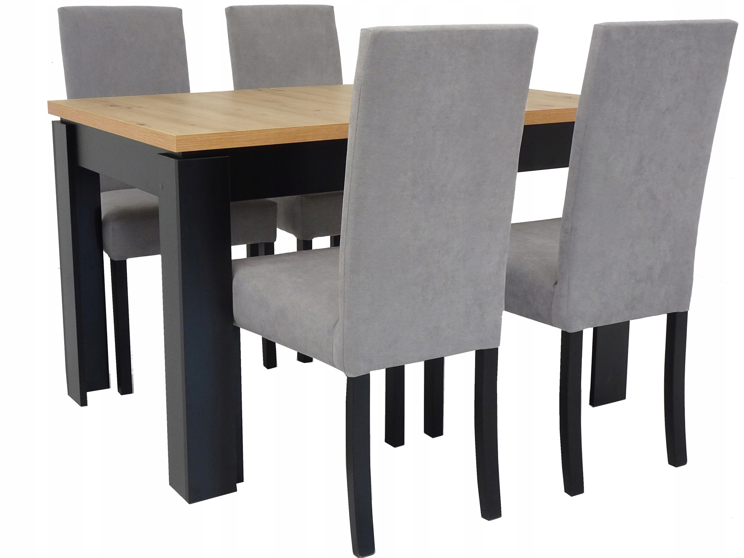 ROZKŁADANY stół 80x120/160 blat DĄB ARTISAN i 4 TAPICEROWANE krzesła FOTEL