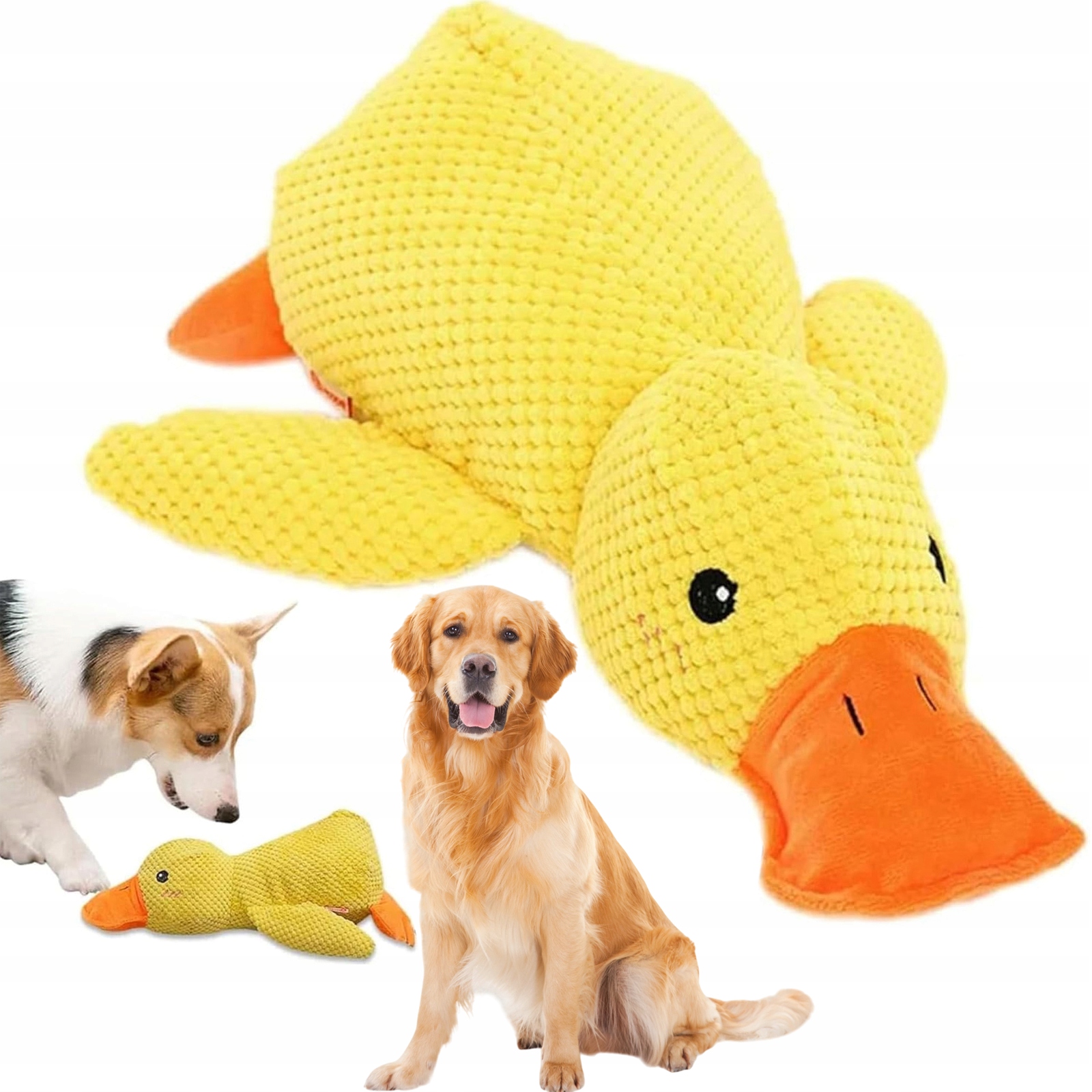 Levně Kachna Plyšák Hračka Pro Malého Psa Kvačící, Odolná Proti Pískání, 45X38 CM