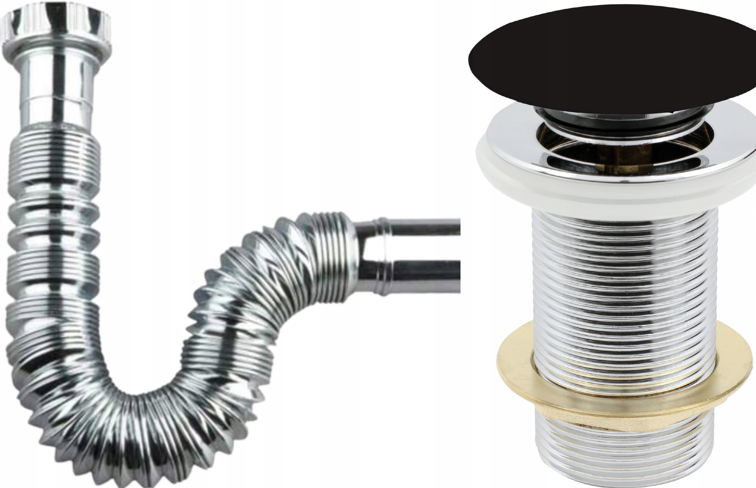 

Syfon do umywalki uniwersalny chrom czarny korek