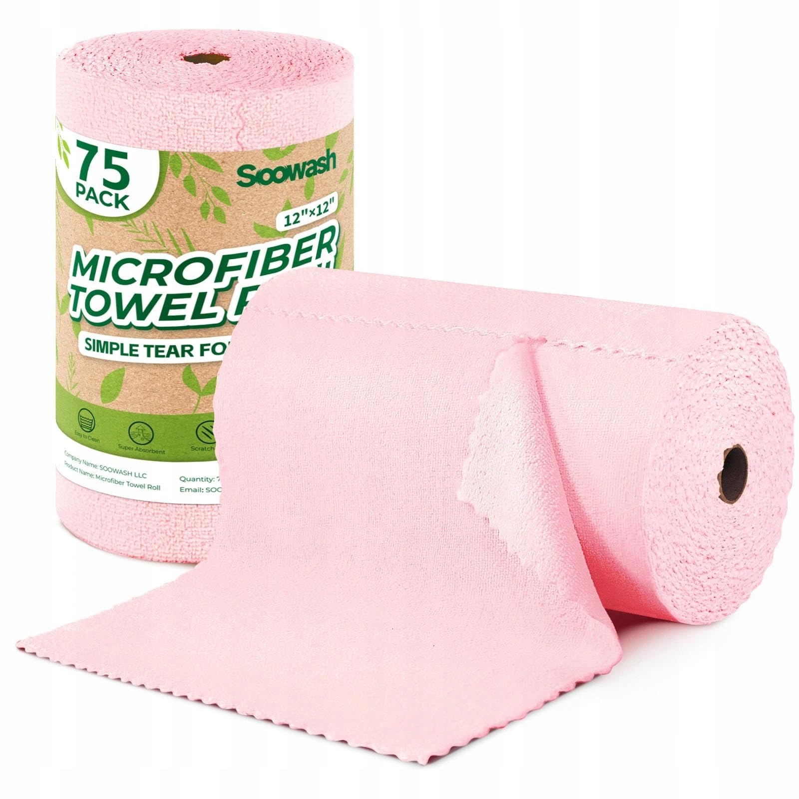 Soowash Mikrovláknové utěrky 75 Kusů do auta Kuchyně Domu 30x30cm Růžové