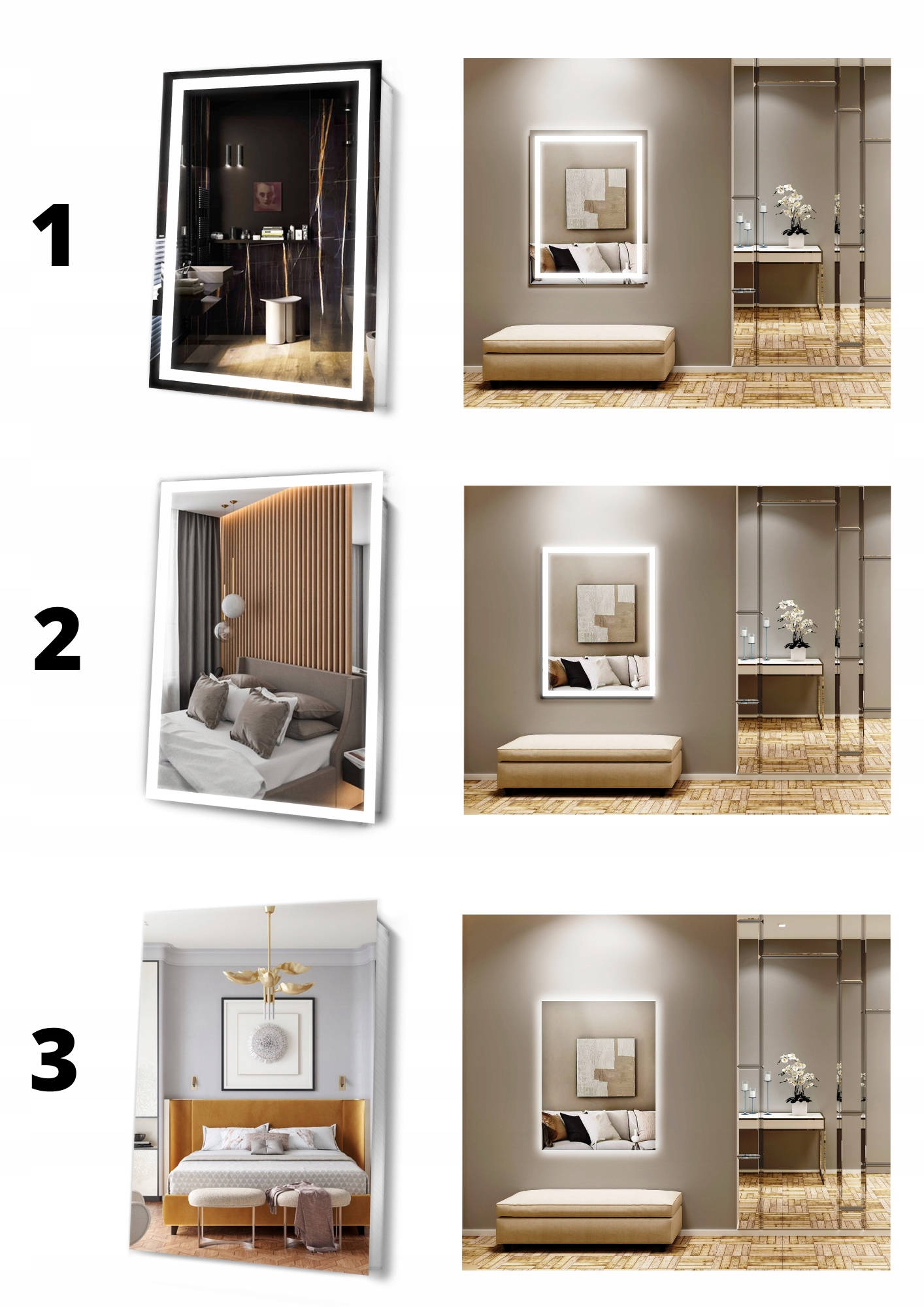 LUSTRO 60x80 ŁAZIENKOWE LED PODŚWIETLANE WZORY EAN (GTIN) 5904506950539