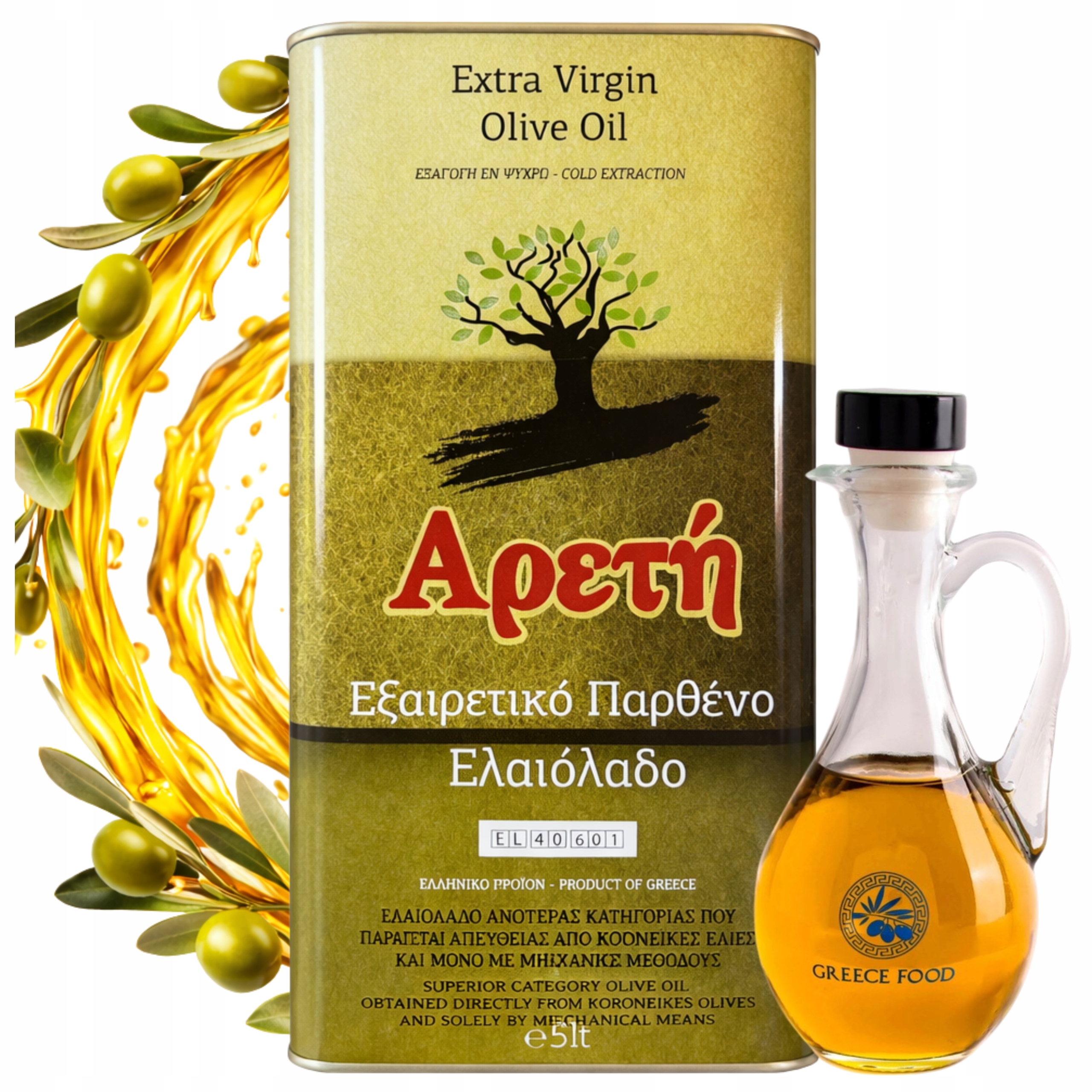 Levně Olivový Olej Extra Virgin Grecka 5L Areti Kalamata Láhev 250 ML Bonus