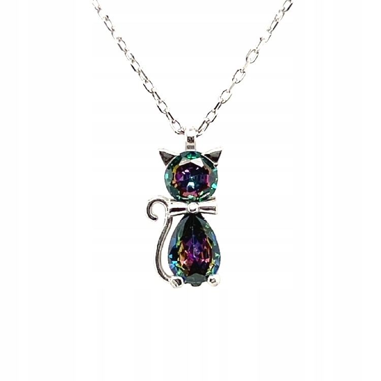 Náhrdelník kočička s topazovou mystikou Stříbro 925 Miau!