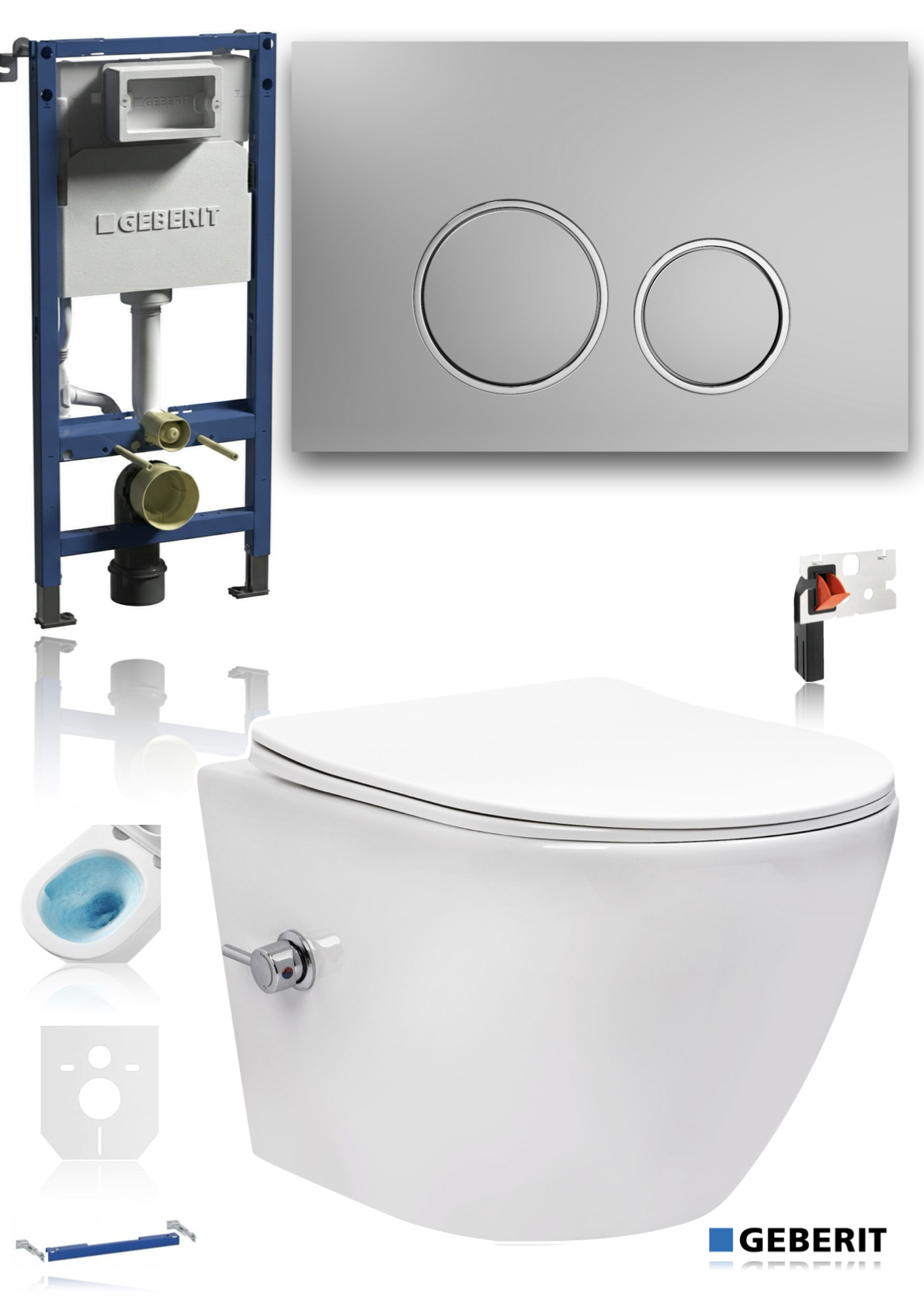 Zestaw Wc Geberit Delta Kostkarka miska tornado z bidetem 2w1 Srebrny Mat