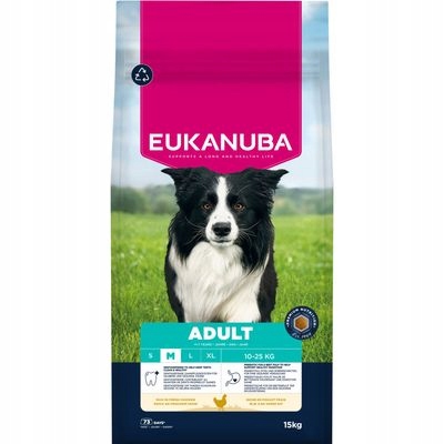 Levně Suché krmivo Eukanuba Adult Medium Breed, kuře 15 kg
