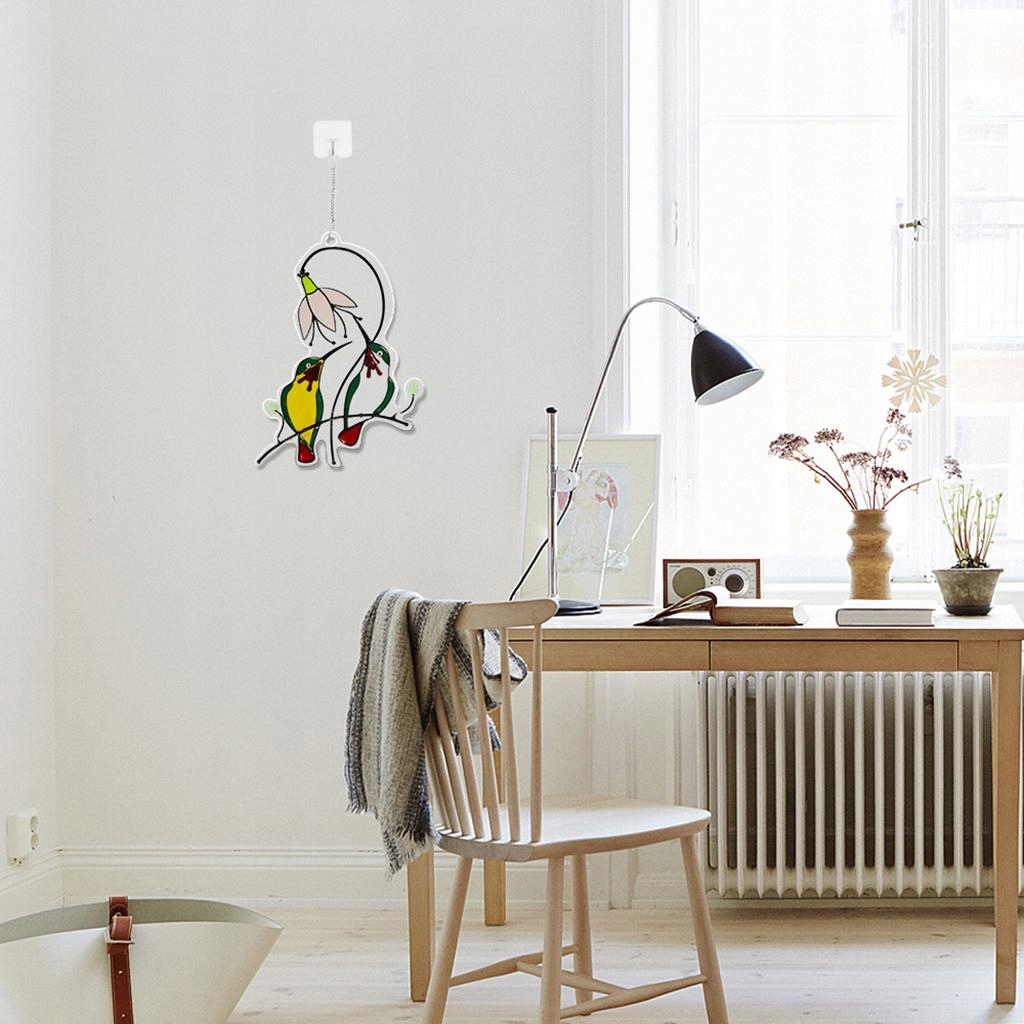 Panel witrażowy Ptaki wiszący 13,8x19,3cm Marka inna